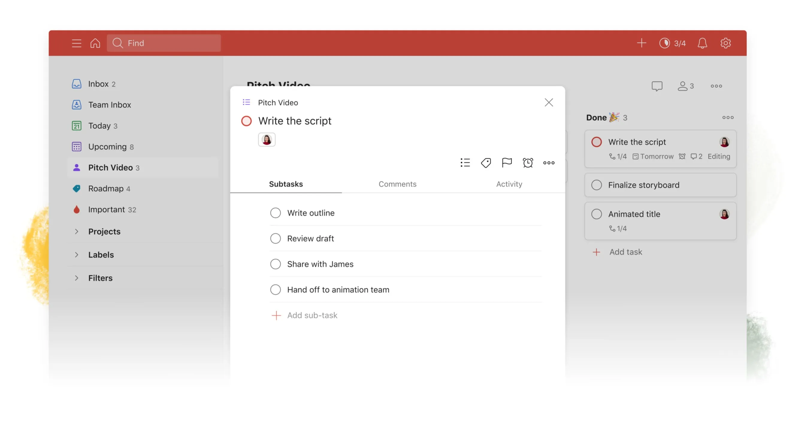 Web task detail
