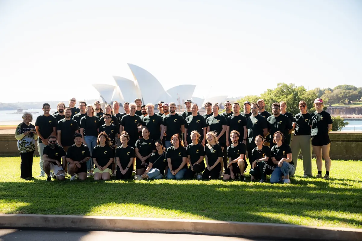 Float team in front of the Sydney Opera House
