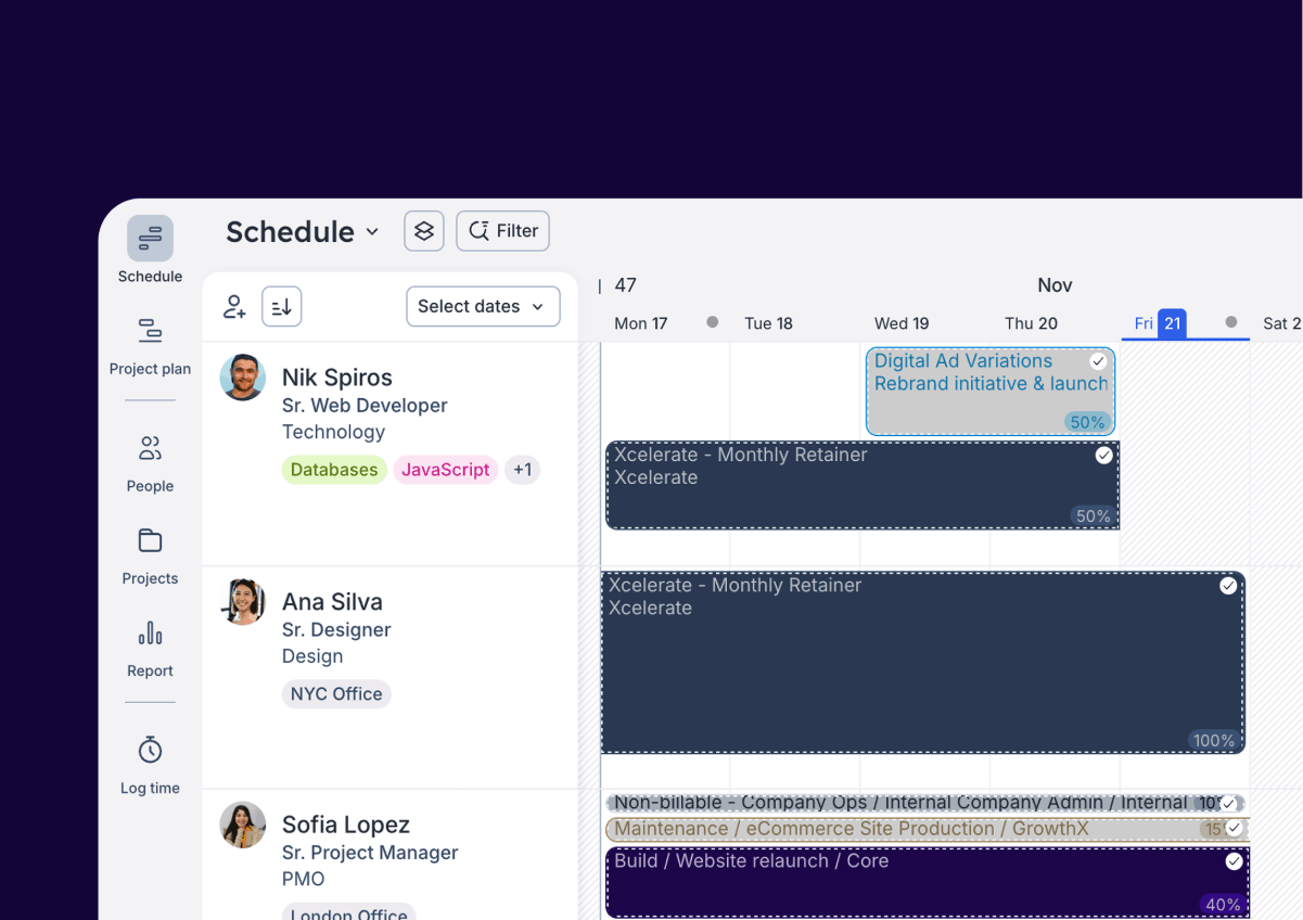 A screenshot of the Float Schedule with multi-select activated to move multiple allocations