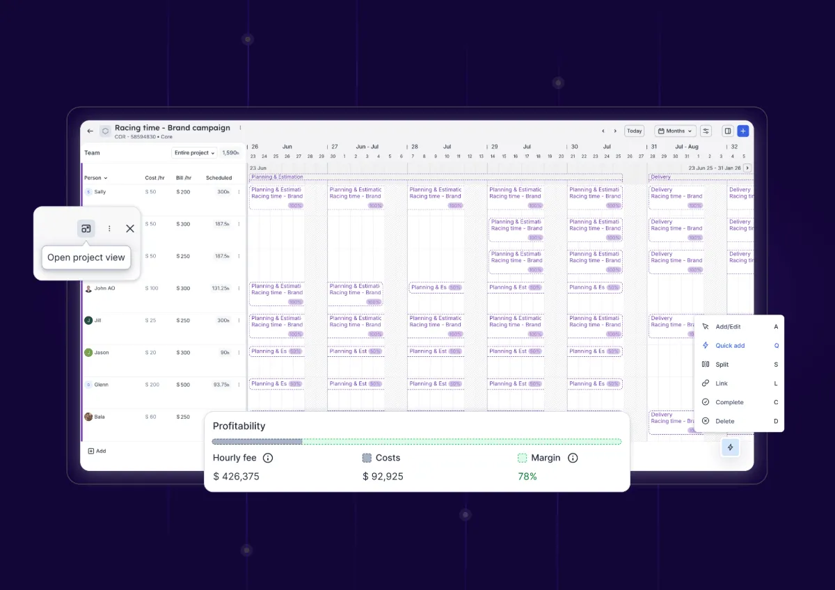 ����ɫ��Ƭ's project view screen showing several draft allocations and profitability estimations based on those allocations