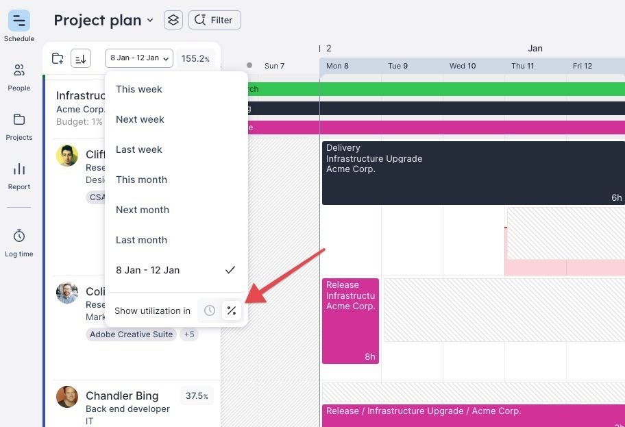 Refreshed date range insights with percentage option