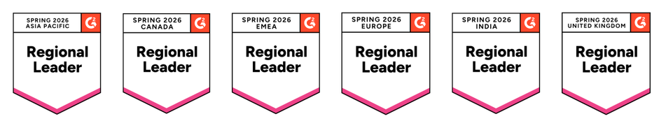 A photo showing Float.com as the resource management regional leader in 6 markets including: Asia-Pacific, Canada, EMEA, Europe, India, and the United Kingdom