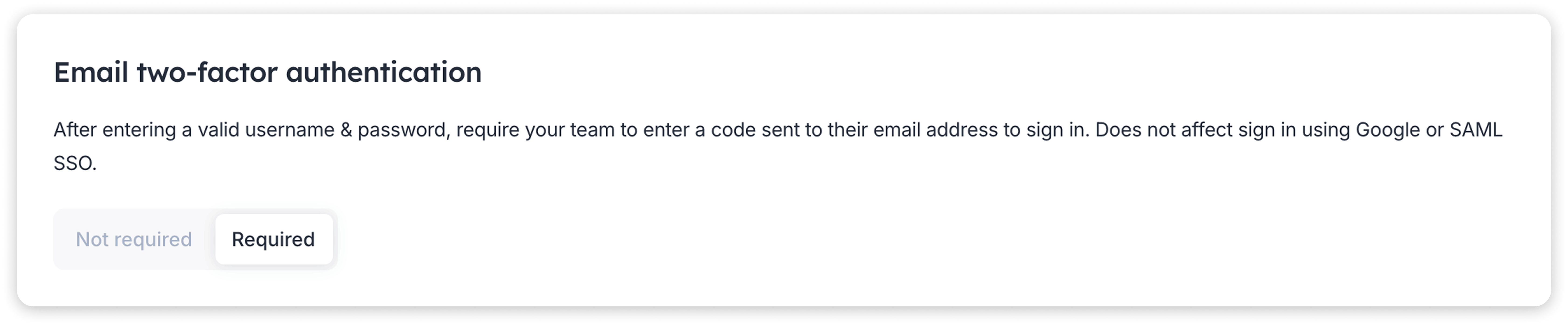 Email two-factor authentication setting.