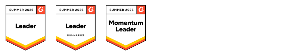G2 Summer 2026 badges for resource management including the #1 leader badge overall, the mid-market leader badge, and the momentum leader badge