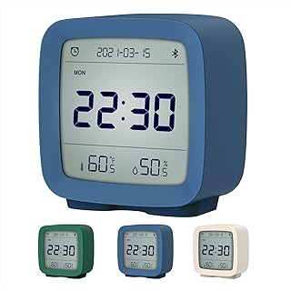 qingping Smart Bluetooth Digital Alarm Clock with Multiple Alarms, Battery Operated Small Alarm Clock with Temperature and Humidity Display for Bedroom, Easy Settings Through app