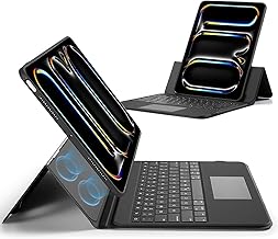 Ascend for iPad Pro 13 Inch 2024, Keyboard Case with Trackpad, Magnetic Detachable Keyboard with Backlit Keys, Fully Adjustable Portrait/Landscape Stand, Black