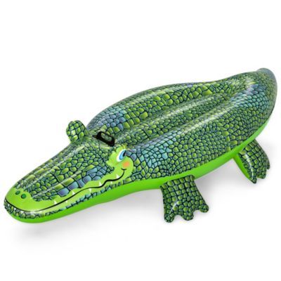 Buddy Croc Ride-On - Inflatable Crocodile, 60" x 28" - Bestway, Kids Pool Accessory, Water Float, Heavy Duty Handles, Easy Inflate & Deflate, Suitable for Ages 3+