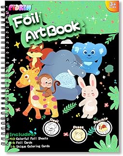 FIDRTH Art Craft Activity for Kids: Foil Fun DIY Travel Toys Supply Set, No Mess Creative Art Kit, Funny Birthday Christmas Gift for Girl Boy Ages 4, 5, 6, 7, 8, 9 (Funny Animals)