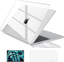 Case Compatible with MacBook Air 15 inch 2024 2023 Release M3 A3114 M2 A2941 Liquid Retina Display, Plastic Hard Shell Case + Keyboard Cover + Screen Protector, Crystal Clear