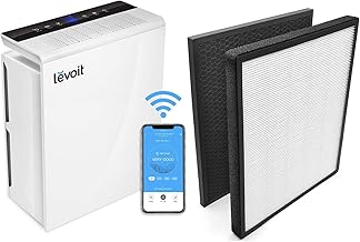 LEVOIT Air Purifiers for Home Large Room Up to 1800 Ft² in 1 Hr with Washable Filters, Air Quality Monitor, Smart WiFi, HEPA Sleep Mode for Allergies, Pet Hair, Pollen in Bedroom, Vital 200S-P, White