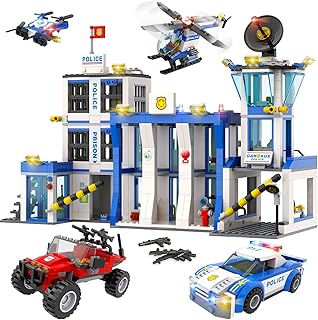 City Police Station with Van, Garbage Truck & Helicopter Toy 60316, Gifts for 6 Plus Year Old Kids, Boys & Girls with 5 Minifigures and Dog Toy