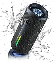 Portable Bluetooth Speaker, Wireless Speaker with 24W Loud Stereo Sound, Active Extra Bass, IPX7 Waterproof, BT5.3, RGB Lights, Dual Pairing, AUX&TF-Card, Up to 30H Playtime for Home, Outdoor, Party
