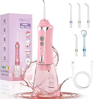 COSLUS Water Dental Flosser Teeth Pick: Portable Cordless Oral Irrigator 300ML Rechargeable Travel Irrigation Cleaner IPX7 Waterproof Electric Waterflosser Flossing Machine for Teeth Cleaning F5020E