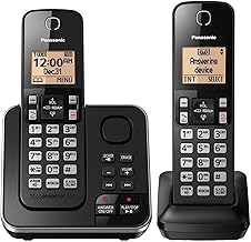 Expandable Cordless Phone System with Answering Machine, Amber Backlit Display and Call Block - 2 Handsets – KX-TGC362B (Black)