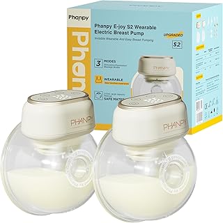 E-Joy S2 Wearable Hands Free Portable Breast Pump, 3 Modes 8 Levels High Performance LED Touch Screen Low Noise, 7oz Capacity 20&24 mm(2 Counts)