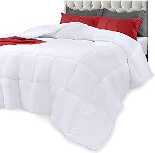 Comforters Queen Size, All Season Duvet Insert, Down Alternative Box Stitched Bed Comforter with Corner Tabs, Machine Washable (White)
