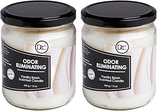 Vanilla Two Pack Odor Eliminating Highly Fragranced Candle - Eliminates 95% of Pet, Smoke, Food, and Other Smells Quickly - Up to 80 Hour Burn time - 12 Ounce Premium Soy Blend