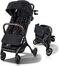 AER+ Lightweight Baby Stroller, Ultra Compact & Portable One-Hand Fold Design - Ergonomic Recline Seat - Infant & Toddler (up to 50 lb) - Airplane Friendly Stroller - XXL Sun Hood -Navy Blue