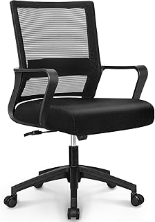 NEO CHAIR Office Chair Computer Desk Chair Gaming Ergonomic Mid Back Cushion Lumbar Support with Comfy Mesh Adjustable Swivel Rolling Home (Black)