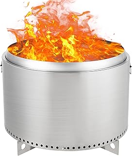 Yukon 2.0, 27 Inch Smokeless Fire Pit with Removable Ash Pan - Wood Burning Portable Stainless Steel Outdoor Fireplace, Stainless Steel, Ideal for 6 or More People, 38 lbs