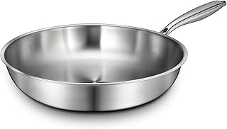 Non Stick Frying Pans with lid, 12 inch Hybrid Frying Pans Nonstick,non stick Stainless Steel Skillets, Dishwasher and Oven-Safe Chef Pan, Induction Compatible Cooking Pan, PFOA Free Cookware
