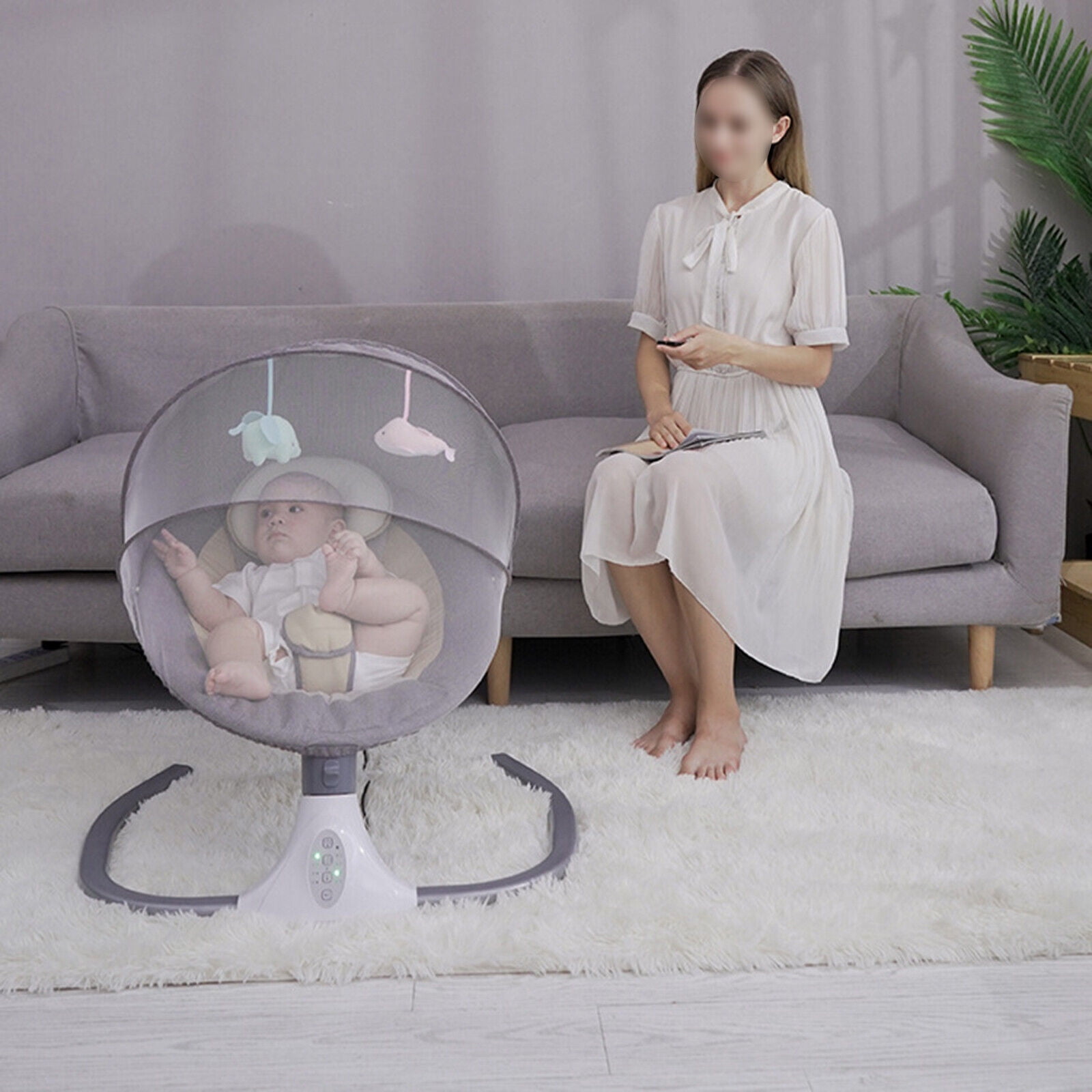 Electric Baby Bouncer Swing Bluetooth Music Cradle Rocker Chair Infant Newborn