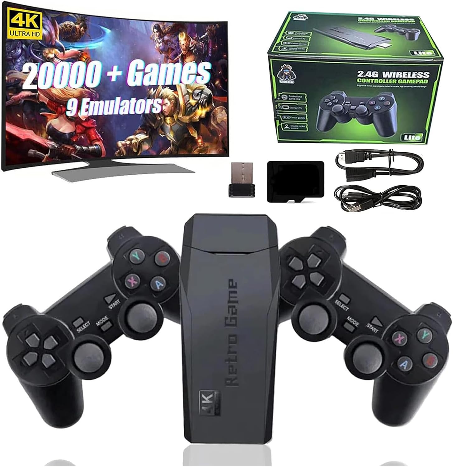 RedAeL Arcstick Retro Games - Built In 20000+ Games,2024 Best Arcstick Retro Gaming Stick,Classic Retro Video Game Console,2.4g Wireless Controller 4k Hdmi Output Tv Game Stick (64G)