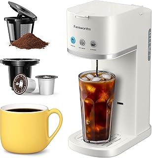 Single Serve Coffee Maker, Iced and Hot Coffee Machine for K Cup & Ground Coffee, 6 to 16 Oz Brew Sizes, Fit 8.5\