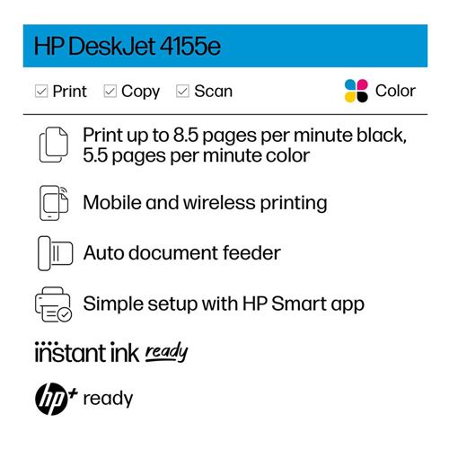 HP DeskJet 4155e All-in-One Wireless Color Printer