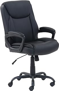 Classic Puresoft PU Padded Mid-Back Height Adjustable Office Computer Desk Chair with Armrest, 26\