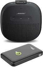 SoundLink Micro Bluetooth Speaker: Small Portable Waterproof Speaker with Microphone, Bundle with Green Extreme Portable Charger (Black)