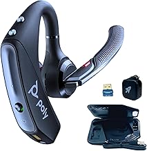 Plantronics Poly Voyager 5200 UC Bluetooth Headset Bundle - for Smartphones, PC, MAC Using RingCentral Software or App, Global Teck w/Wall Charger 206110-101