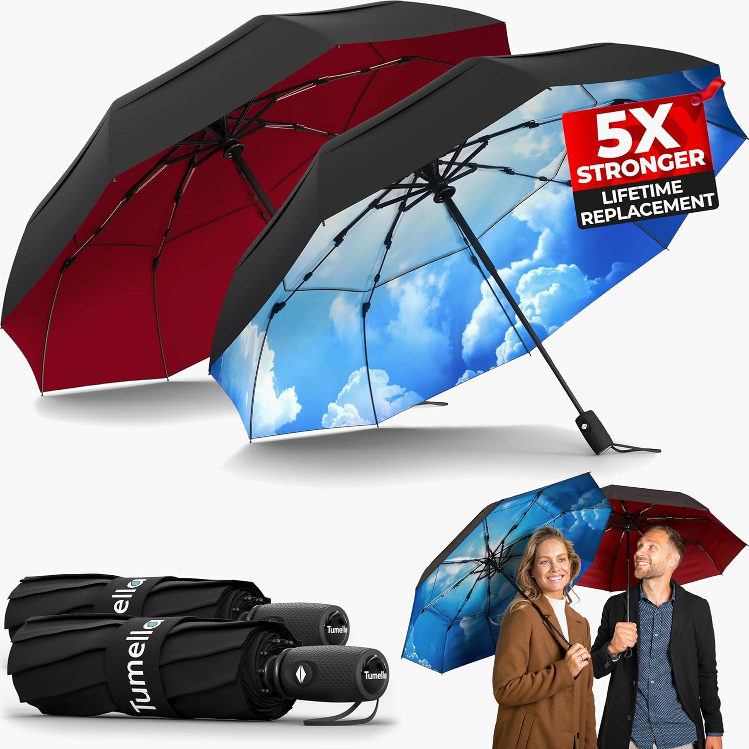 TUMELLA Strongest Windproof Travel Umbrella (Compact ...
