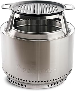 Solo Stove Yukon Cast Iron Grill Cooking Bundle 2.0 | Portable Smokeless Fire Pit, Stand, Grill & Hub, Wood Burning, Removable Ash Pan, Stainless Steel/Cast Iron, H: 26.25in x Dia: 25.75in, 62lbs