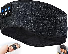 Sleep Headphones Bluetooth 5.2 Headband Headphones, Wireless Earphones Music Sleep Earbuds for Side Sleepers Sleeping Eye Mask for Women Men Workout Running Cool Unique Gifts, Black