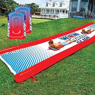 Super Slide - Giant Inflatable Backyard Slide - Slip n Slide Fun for Adults & Children - Zigzag Sprinkler Design & 2 Mega Sleds - 25ft x 6 ft