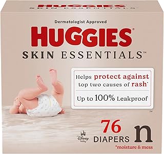 Size Newborn Diapers, Skin Essentials Baby Diapers, Size Newborn (6-9 lbs), 76 Count
