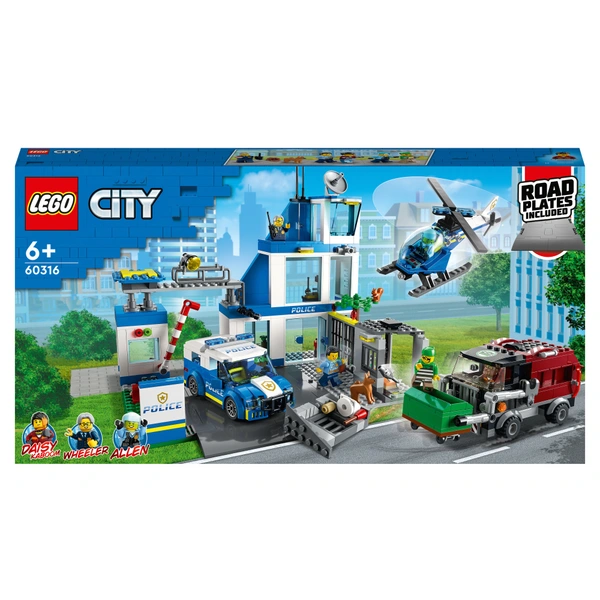 LEGO City 60316 Police Station Truck Toy & Helicopter Set