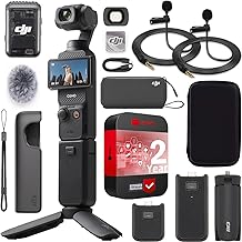 Osmo Pocket 3 Creator Combo Vlogging Camera with 1\'\' CMOS, 4K/120fps Video, 3-Axis Stabilization, Face/Object Tracking, Fast Focus, Mic 2 Included Bundle with Deco Gear Case &2 Lapel Microphones