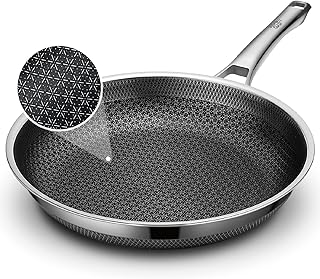 Frying Pan, 12 Inch Hybrid Non Stick Stainless Steel Skillets, Dishwasher Induction Oven Broiler Safe, Non Toxic Chef\'s Pan, PFOA Free Cookware
