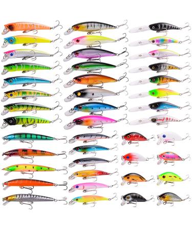 Aorace Fishing Lures Kit - 43pcs Minnow Popper Crank ...
