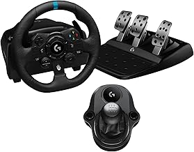 Logitech G Logitech G923 Racing Wheel and Pedals + Driving Force Shifter Bundle, Real Leather Driving Force Shifter - Xbox X|S, Xbox One, PC, Mac - Black (Renewed)