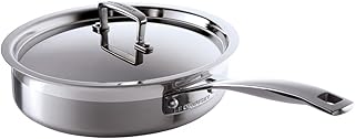 Le Creuset 3-Ply Stainless Steel Sauté pan with Lid, 24 x 6.5 cm, 96202124001000, Silver