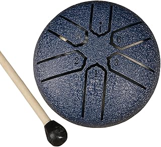 Steel Tongue Drum Rain Chime, Rain Drum for Outside, Rain Drum Instrument for Outside, Steel Tongue Drum Rain Chime Waterproof, Steel Tongue Drum 3 Inches 6 Notes, Mini Handpan Drum (Navy Blue)