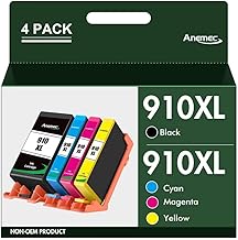 910XL Ink Cartridges Combo Pack Replacement for HP Ink 910 XL Compatible with OfficeJet Pro 8020 8025 8028 8035 8030 8010 8015 8018 8022 Printer (1 Black,1 Cyan,1 Magenta,1 Yellow)