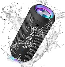 Portable Bluetooth Speaker,IPX7 Waterproof Wireless Speakers with 24W Loud Stereo Sound,Deep Bass,Bluetooth 5.3,RGB Lights,Dual Pairing,30H Playtime for Home/Outdoor/Party/Beach,Gift Ideas