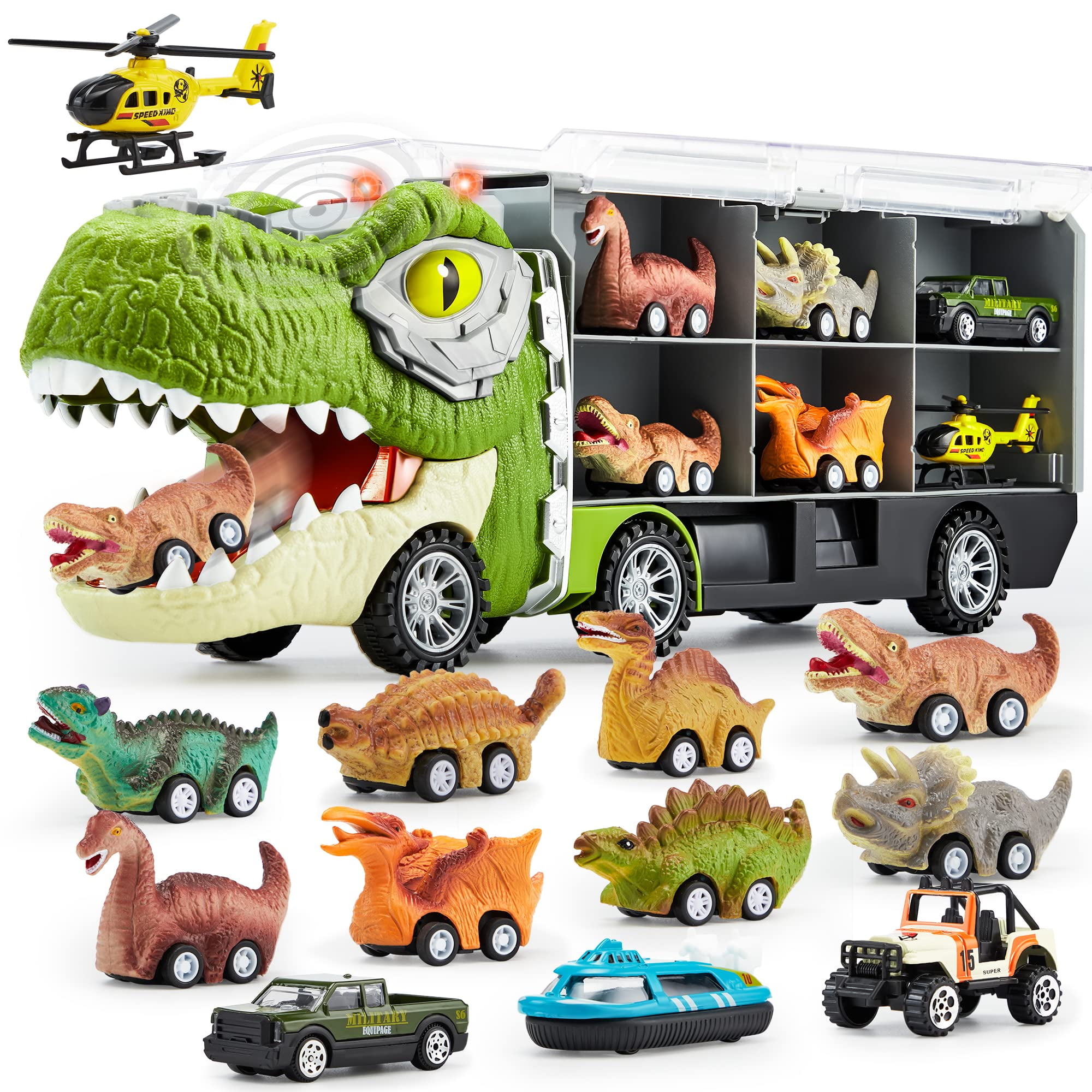 JOYIN 13 in 1 Dinosaur Truck Toys for Boys 3-6 Years, ...