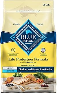Blue Buffalo Life Protection Formula Healthy Weight Adult Dry Dog Food, Supports an Ideal Weight, Made with Natural Ingredients, Chicken & Brown Rice Recipe, 30-lb Bag