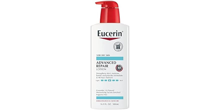 Eucerin Advanced Repair Body Lotion for Very Dry Skin, Unscented Lotion Formulated with Ceramides, 16.9 Fl Oz Bottle