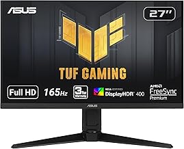 TUF Gaming VG279QL1A 27” HDR Gaming Monitor, 1080P Full HD, 165Hz (Supports 144Hz), IPS, 1ms, FreeSync Premium, DisplayHDR 400, Extreme Low Motion Blur, Eye Care, HDMI DisplayPort, BLACK